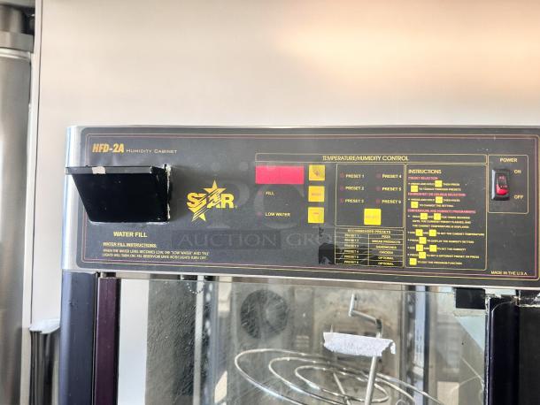 Star HFD-2A Humidity Cabinet/Pizza Warmer in outstanding condition, fully tested. Control panel displays settings and instructions.