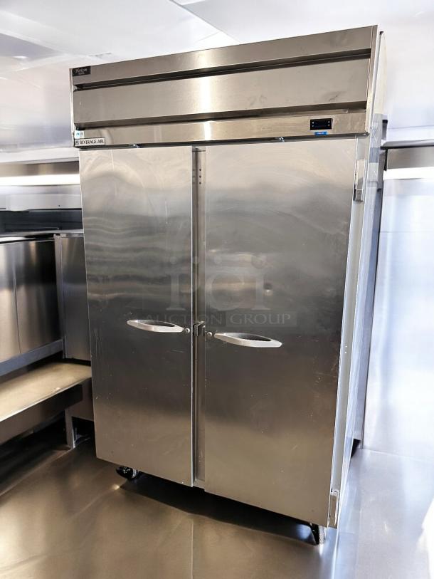 Beverage-Air HF2HC-1S Horizon Series two-door reach-in refrigerator in outstanding condition, stainless steel finish, 115V.