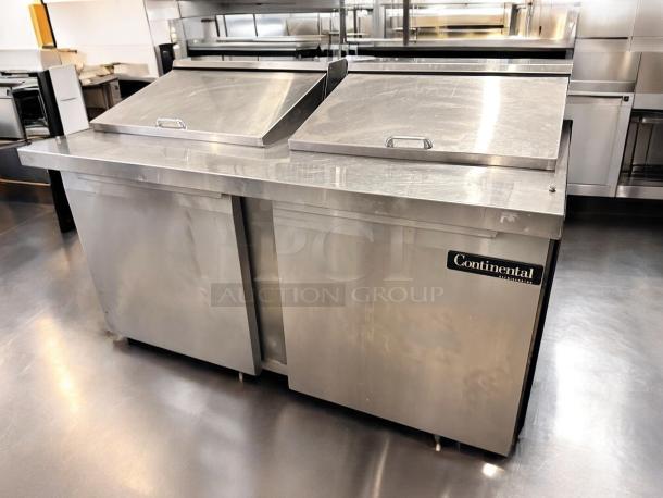 Continental SW60N24M 60" 2-Door Mega Top Refrigerated Sandwich Prep Table in outstanding condition, fully tested and functional.