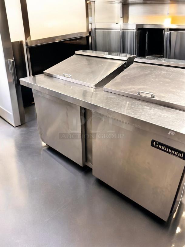 Continental SW60N24M 60" 2-door sandwich prep table in outstanding condition, stainless steel, visible logo, fully tested.
