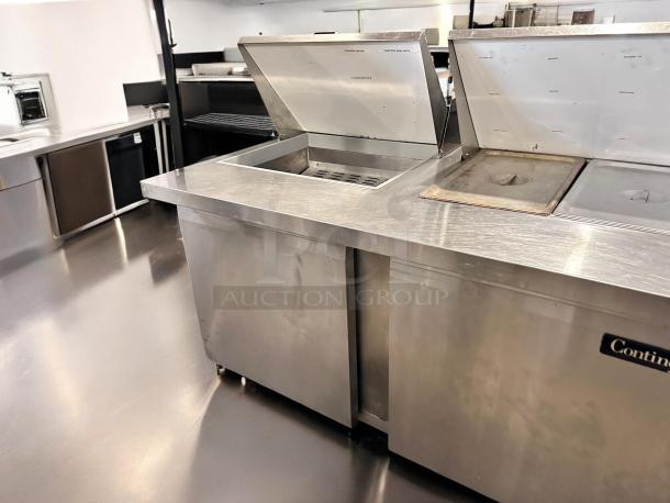 Continental SW60N24M 60" 2-Door Mega Top Sandwich Prep Table in outstanding condition. Stainless steel, fully tested.