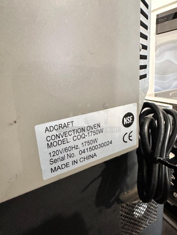 Adcraft COQ-1750W countertop convection oven, 120V, NSF certified, superb condition, fully operational, serial no. 04150030024.