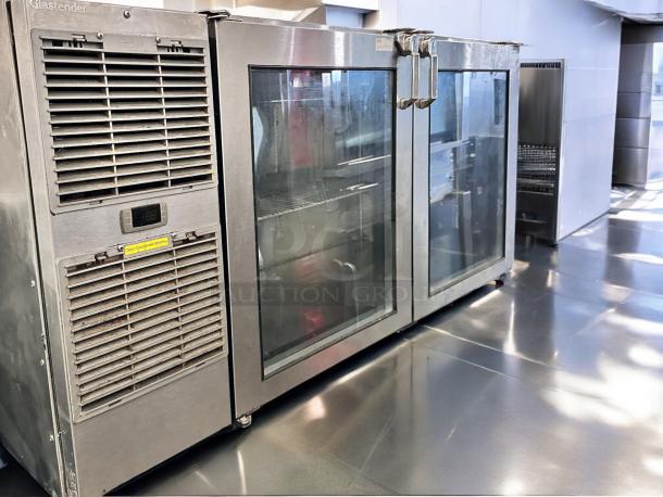 Glastender LP60-L1-XN(LR) 60" double glass door back bar cooler, stainless steel, excellent condition, 120V, digital display.