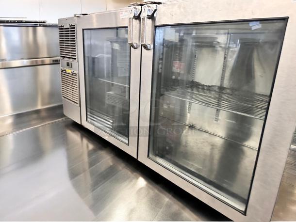 Glastender LP60-L1-XN(LR) 60" double glass door back bar cooler, outstanding condition, 120V, fully tested and working.