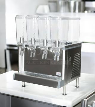 Crathco CS-4E-16-290 beverage dispenser, 4 bowls, excellent condition, 115V, stainless steel, manufacturer label visible.