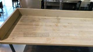 Commercial-grade wood butcher block prep table with undershelf, custom made, heavy-duty, fully tested, great condition.