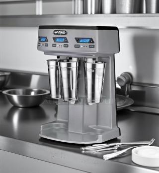 Waring WDM360TX Triple-Spindle Drink Mixer in pristine condition on a countertop. Fully tested, 120V.