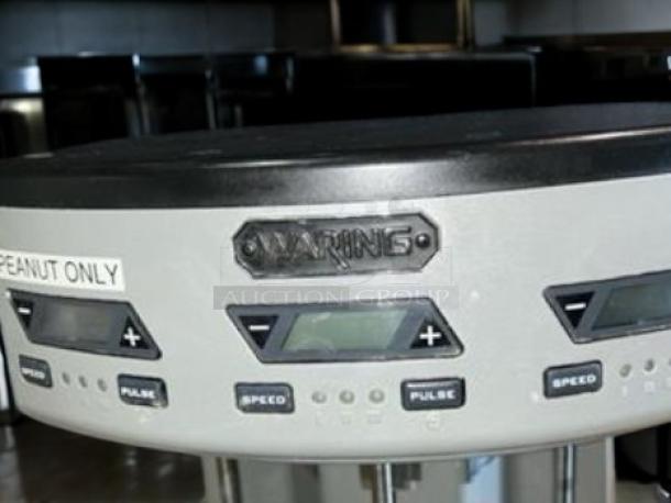 Waring WDM360TX Triple-Spindle Drink Mixer, pristine condition, 120V, fully tested, featuring speed and pulse controls.