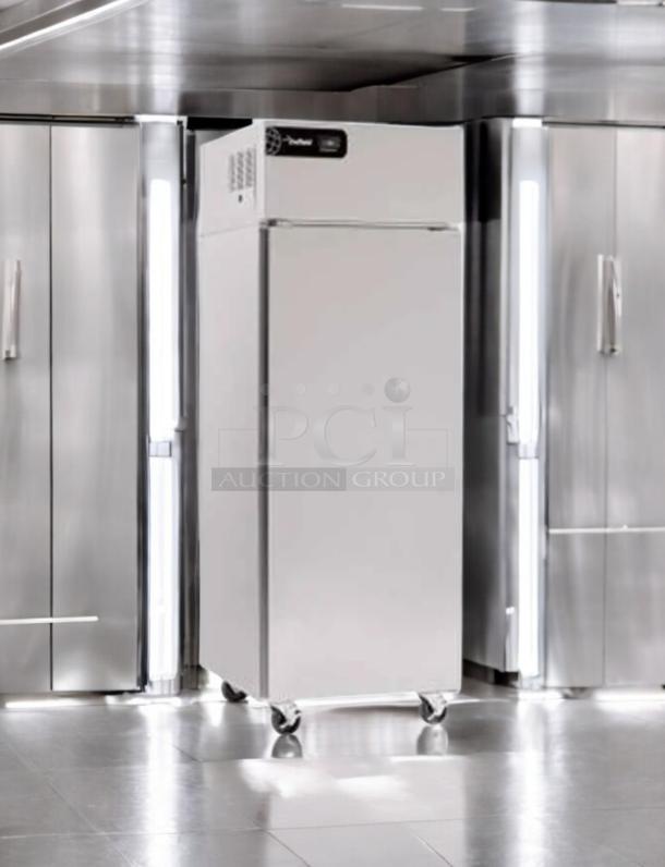 Manitowoc Delfield GBF1P-S-IJ single-door refrigerator, outstanding condition, 115V, tested and working, stainless steel.
