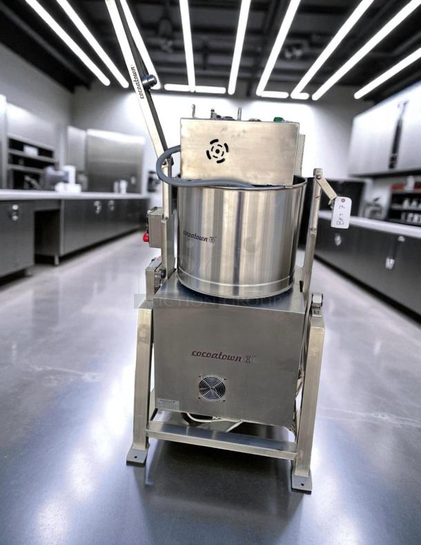 CocoaTown ECGC-65A-AV cacao grinder, stainless steel, 220V, outstanding condition, fully tested, visible brand logo and tag.