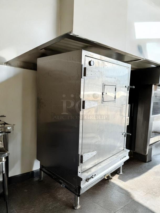 China Pacific CPO-48 commercial gas steamer cabinet, 180,000 BTU, stainless steel, excellent condition, tested and working.