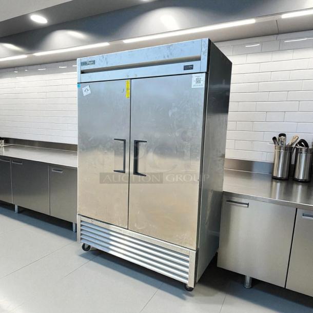 True T-49F-HC 2-door reach-in freezer in superb condition, 115V, silver, fully tested and working, with visible model label.
