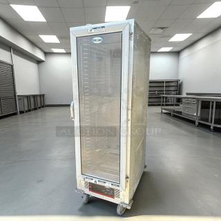 Cozoc Heated Holding Cabinet Model HPC7008 in excellent condition, fully operational, on wheels, visible Cozoc label.