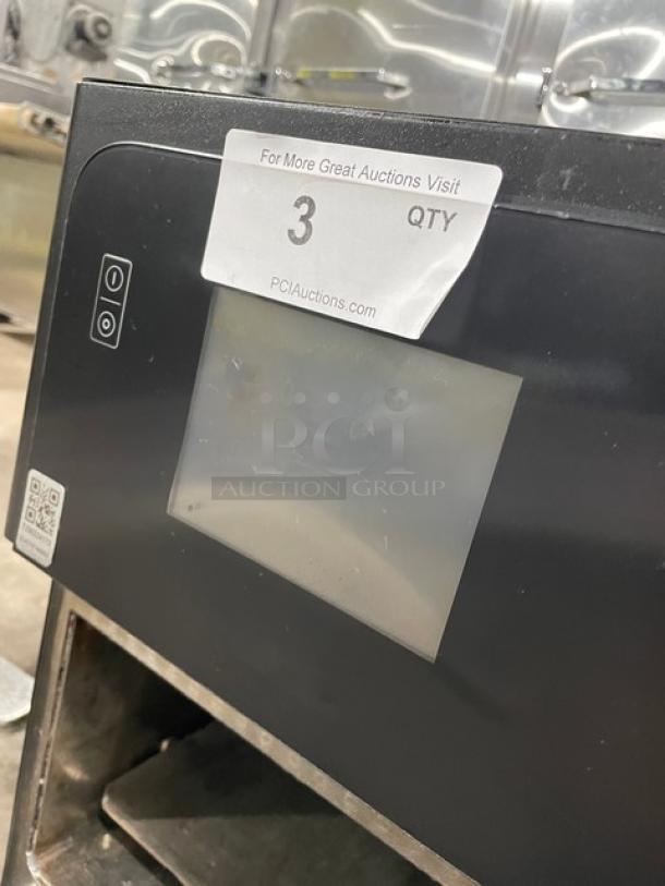 MerryChef Eikon E2S commercial rapid cook oven, black, countertop model, electric 208/240V, 1 phase, touchscreen display.