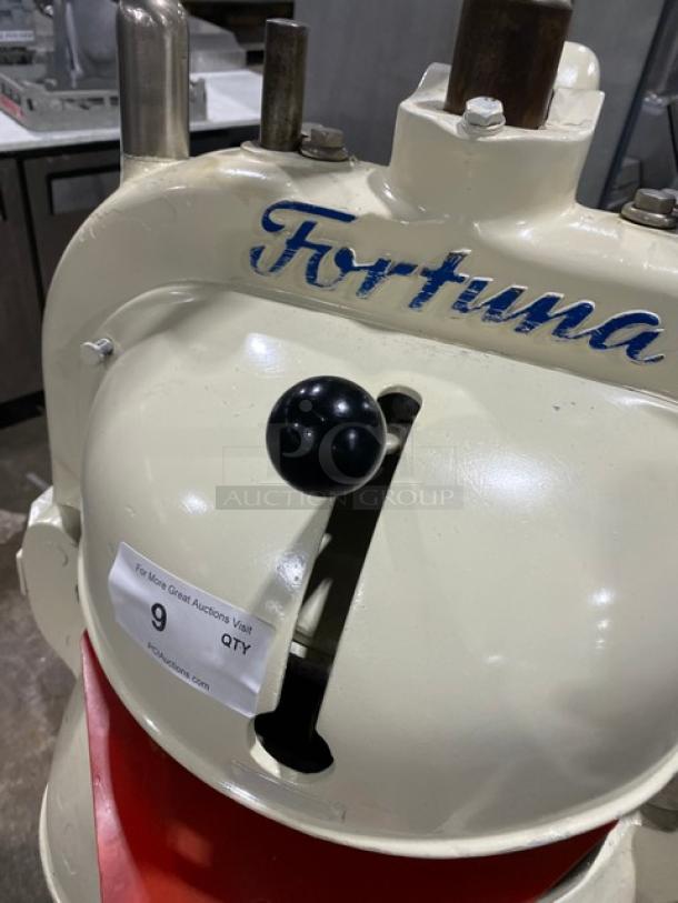 Edmund Schroder Fortuna dough divider/rounder, semi-automatic, floor model, electric, with red rounding plate, SN: 4-22222.