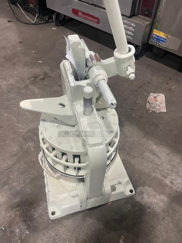Dutchess Commercial Heavy-Duty Manual Dough Divider, Model BMIH. Sturdy metal construction, excellent condition. Ideal for bakeries.