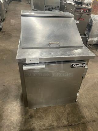 Leader Commercial Stainless Steel Single Door Prep Table, Model NSFM27, with poly-coated wired rack on casters.