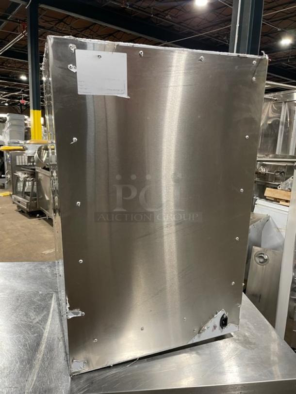 Vevor stainless steel electric food warmer, countertop model with digital controls, on legs, in good condition.