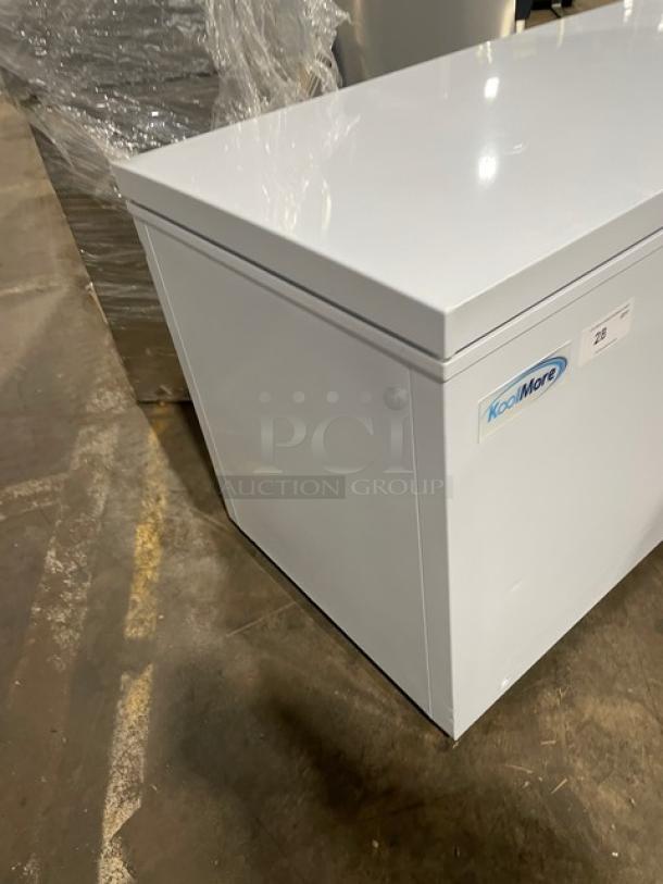 KoolMore SCF16C 60" white chest freezer with poly-coated wire basket, 115V. New condition.