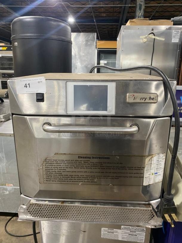 Merrychef Eikon E4S stainless steel rapid-cook turbo oven, electric, countertop model, 2014, in good condition.