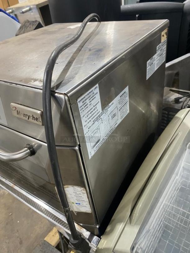 Stainless steel Merrychef Eikon E4S rapid-cook countertop oven, 2014 model, electric, 208/240V, 2-phase, visible wear.