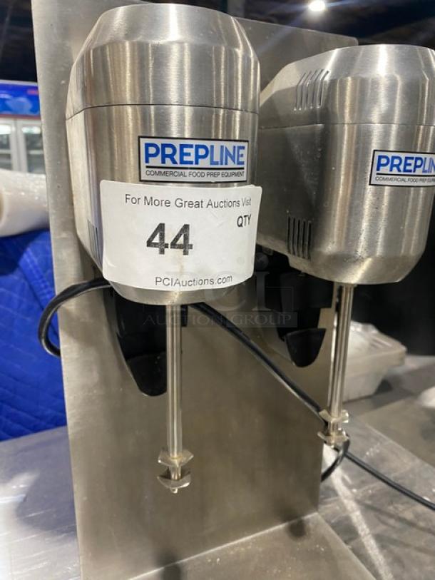 Prepline DM-B-21 double spindle drink mixer, stainless steel, electric, countertop, model DMB21, 110-120V, serial CK20210527018.