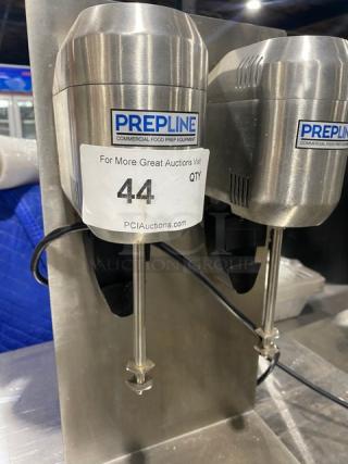 Prepline DM-B-21 double spindle drink mixer, stainless steel, electric, countertop, model DMB21, 110-120V, serial CK20210527018.