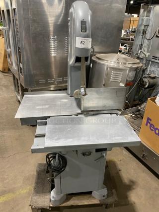 Biro Commercial Stainless Steel Electric Powered Vertical Band Meat Saw! With Portion Control Slide-Top Table! Model: 22 SN: 2216727! On Legs! - Item #1212413