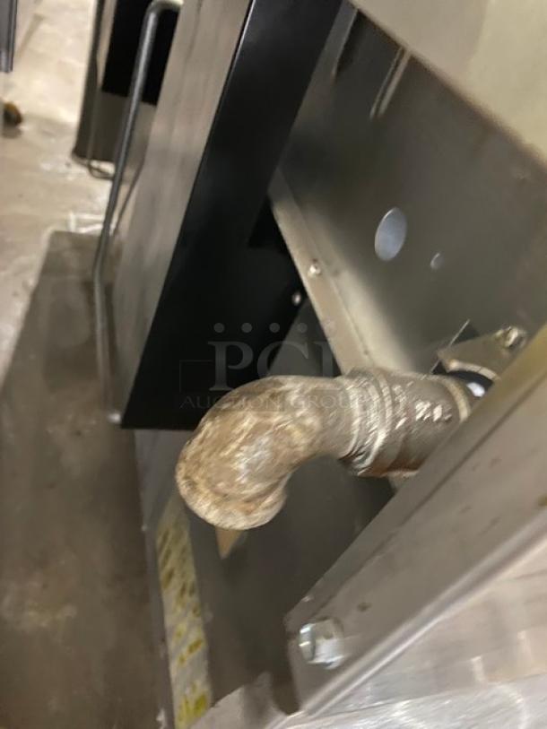 Garland Commercial Stainless Steel Gas Range, Model H284, showing connection pipe.