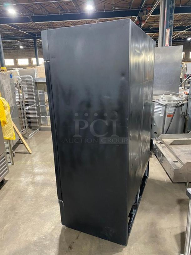 True Commercial Black Double Glass Swing Door Freezer, Model GDM-49F-LD, Energy Star, poly-coated rack, SN: 8051251.