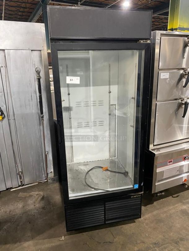 Habco ESM28 black single glass door merchandiser refrigerator, Energy Star certified, SN: 28059033, 115V, 1 phase.