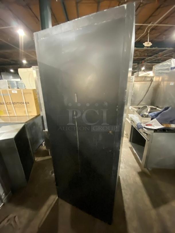 Habco Commercial Black Single Glass Swing Door Reach-In Merchandiser Refrigerator, Model ESM28, Energy Star Certified.