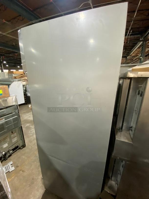 Beverage-Air E-Series stainless steel 2-door refrigerator, Model ER481AS, Energy Star, poly coated rack, on casters.