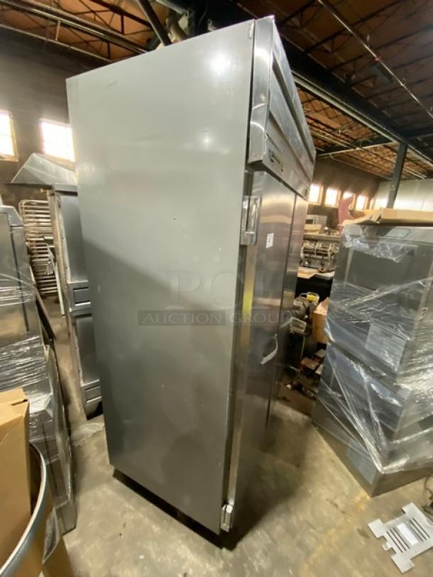 Beverage-Air E-Series ER48-1AS Commercial Refrigerator, stainless steel, 2 doors, Energy Star, poly-coated racks, on casters.