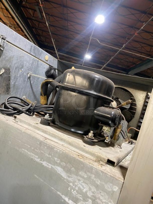 Beverage-Air E-Series stainless steel refrigerator compressor, model ER48-1AS. Features include casters and Energy Star certification.