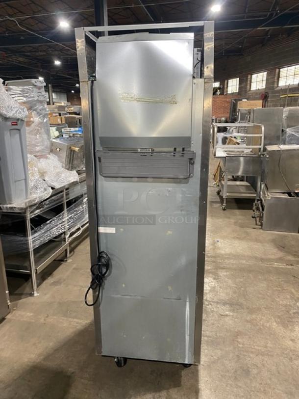 Turbo Air M3 Series Single Door Refrigerator, Model M3R191, on casters, with poly-coated rack, stainless steel, 115V, SN: M3R1LB4111.