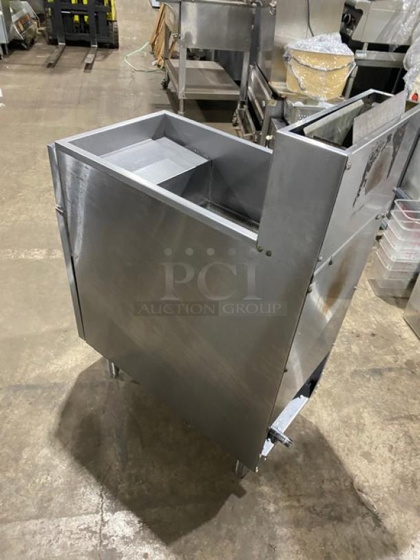 Atosa commercial stainless steel natural gas deep fat fryer with backsplash, basket hanger, and legs.