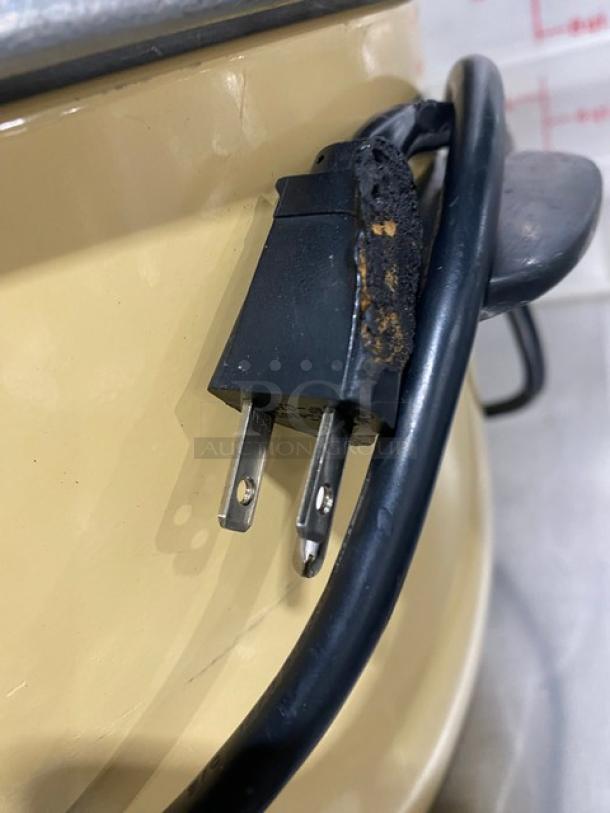 Town 37-cup electric rice cooker model 57137, 120V. Condition shows wear near plug; includes lid. SN: E37-25476.
