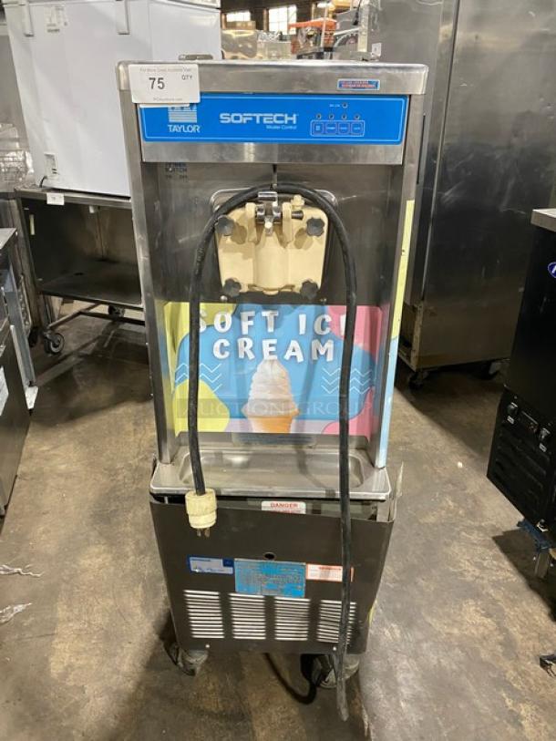Taylor Softech Series Y751-27 soft serve machine, stainless steel, single hopper, 208/230V, 1 phase, on casters, good condition.