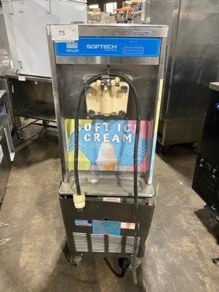 Taylor Softech Series Commercial Stainless Steel Electric Powered Single Flavor Soft Serve Ice Cream/Frozen Yogurt Machine! With Single Hopper! Model: Y751-27 SN: H8062225! 208/230V 1 Phase! On Casters! - Item #1212436