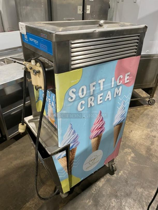 Taylor Softech Series stainless steel single flavor soft serve machine, model Y75127, on casters, 208/230V, 1 phase.
