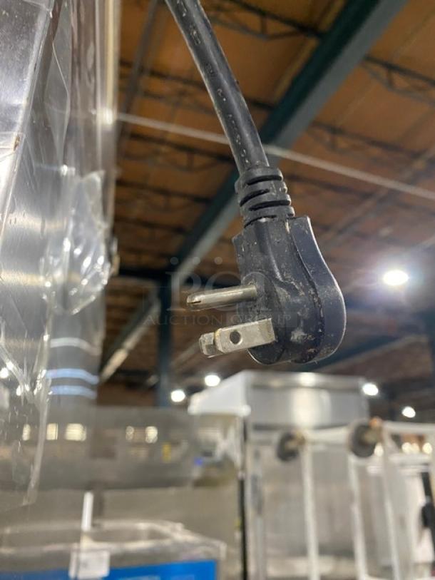 Avantco stainless steel reach-in refrigerator, model 178A19RHC, 115V, on casters, power cord shown.