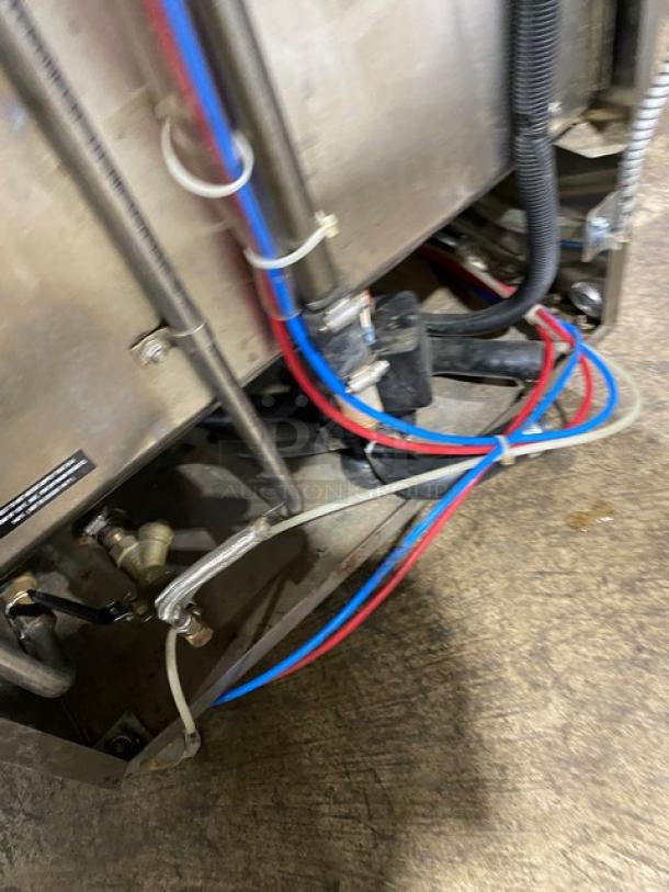 CMA Energy-Mizer L1C commercial glasswasher, stainless steel, visible wiring, on legs, includes peg rack, Model L-1C, SN: 251568.