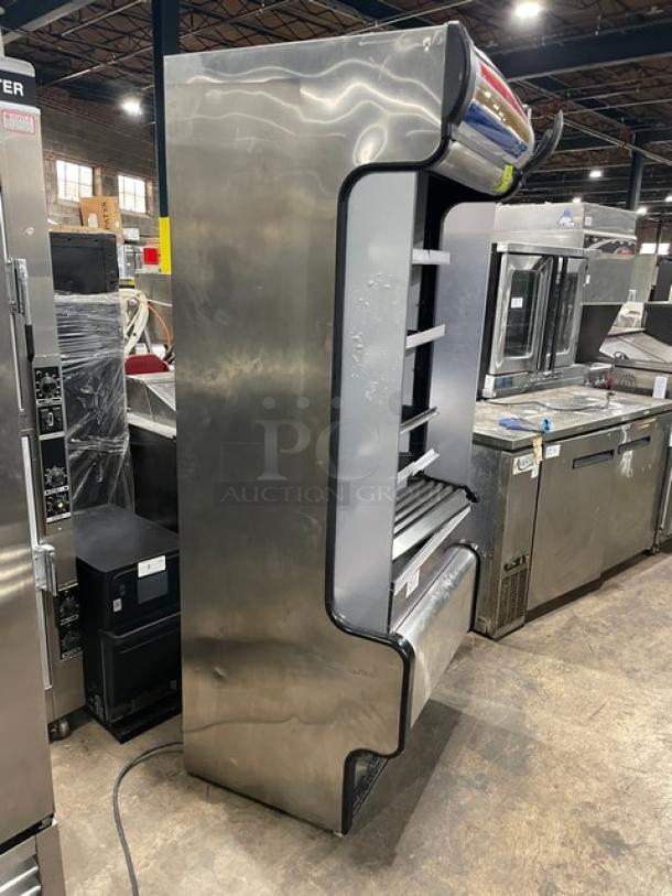 True TAC-30GS stainless steel open air merchandiser. Multi-tier, adjustable wire racks, model TAC30GS, 115V, 1 phase.
