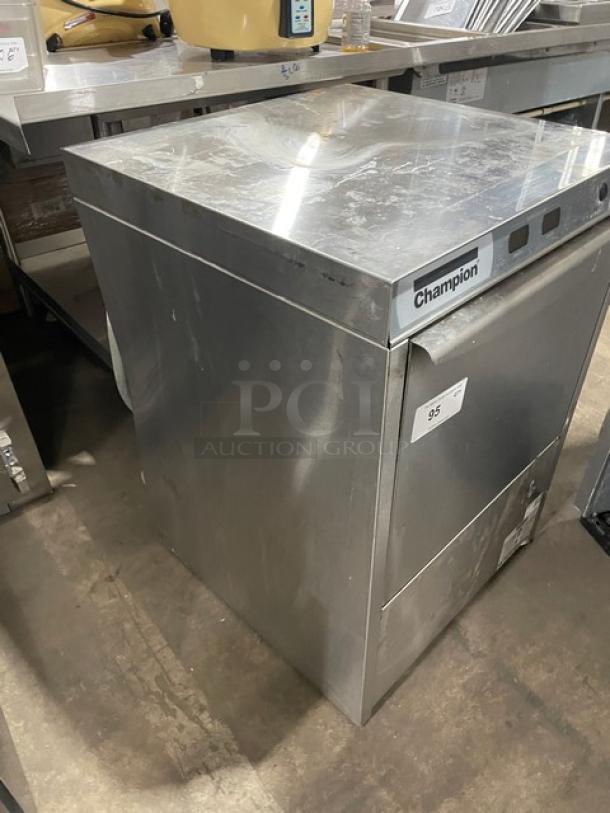 Champion UH130B70M4 stainless steel undercounter dishwasher. High-temp, electric powered, 120-208/230V, used condition.