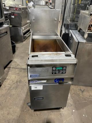 Pitco Solstice Supreme SSPG14 12 Gal. Pasta Cooker, stainless steel, digital controls, backsplash, on casters, natural gas.