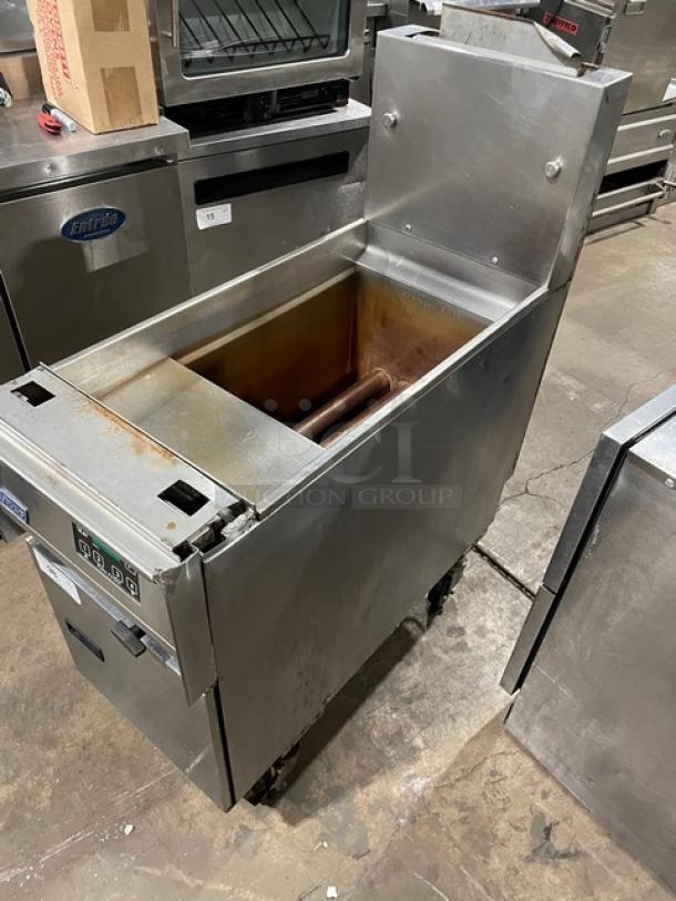 Pitco Solstice Supreme SSPG14 pasta cooker, stainless steel, natural gas, 12 gal capacity, digital controls, on casters.
