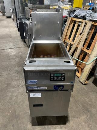 Pitco Solstice Supreme SSPG14 pasta cooker, stainless steel, 12-gal capacity, digital touch controls, backsplash, on casters.