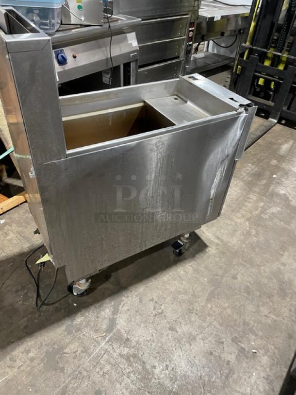 Pitco Solstice Supreme SSPG14 pasta cooker, stainless steel, 12-gallon, natural gas, digital controls, on casters, with backsplash.