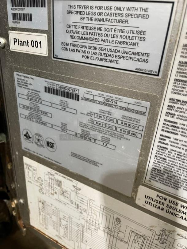 Pitco Solstice Supreme SSPG14 pasta cooker, stainless steel, natural gas, digital controls, 12 gal capacity, on casters.